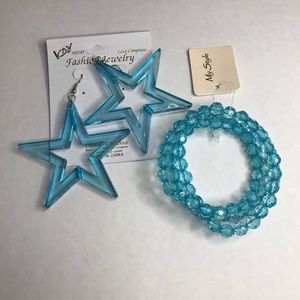 Clear Turquoise Earring and Bracelet Set...